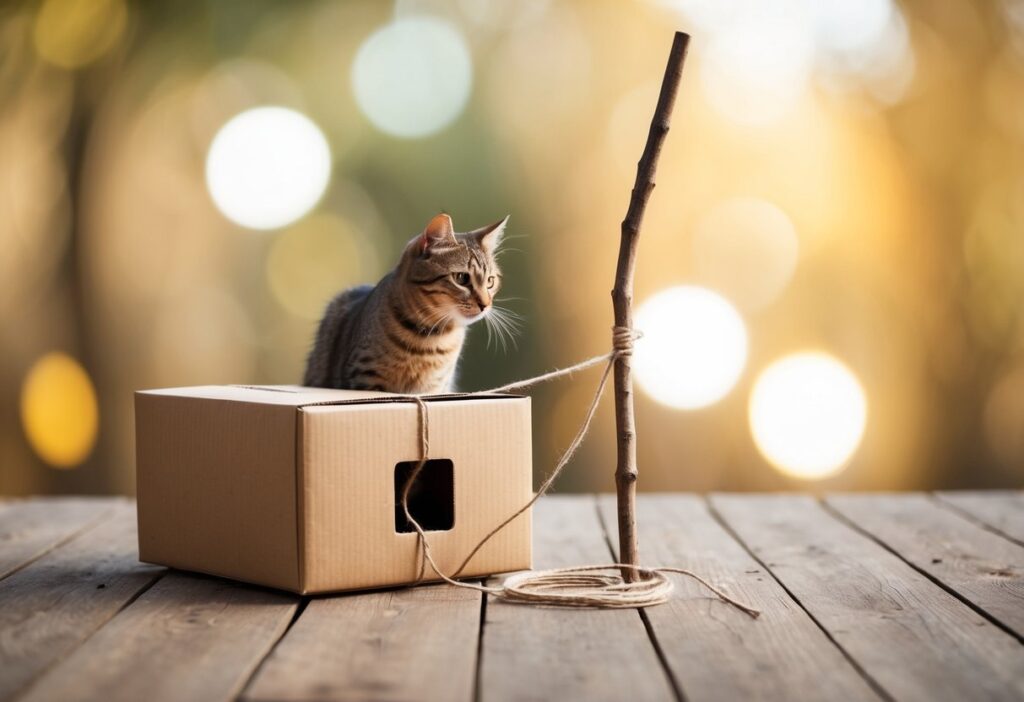 Armadilha para pegar gato com caixa de papelão Armadilha para pegar gato com caixa de papelão